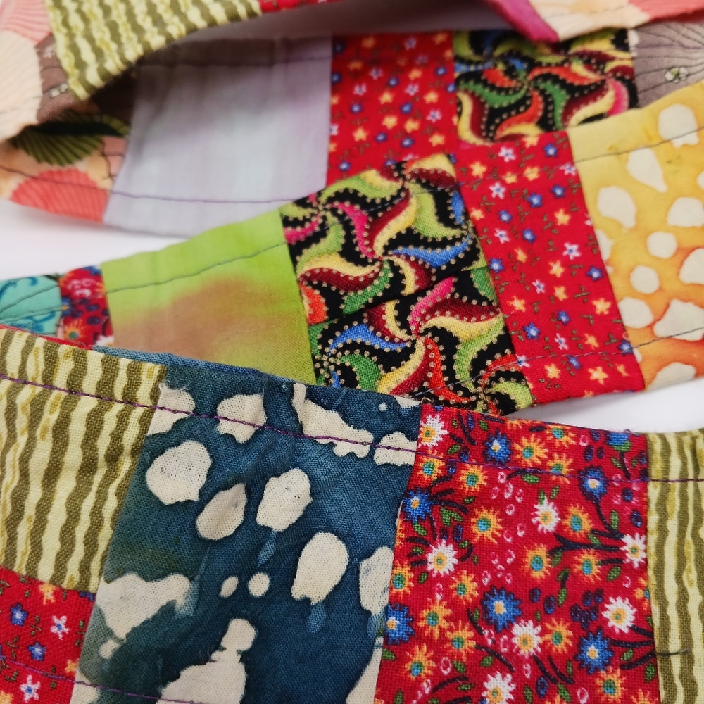 QUILTS BY MARA Cotton Patchwork Belt Calico & Asian Parasols Handmade NW… - Picture 4 of 8
